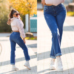 Sexy Highwaist Push up used look flarred Jeans denimblue