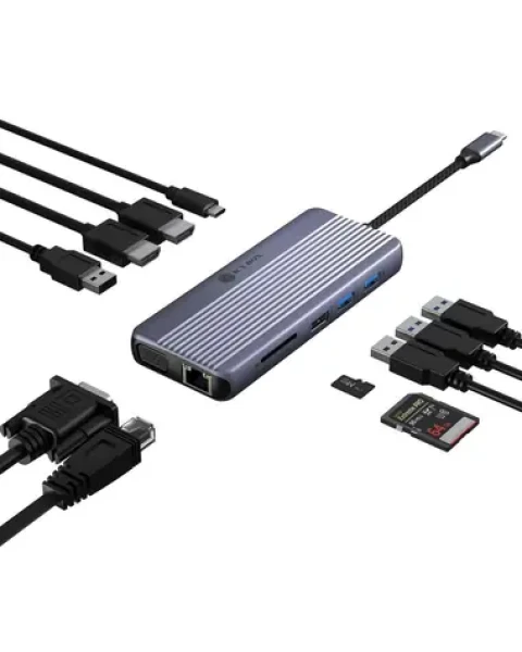 IcyBox IB-DK4062-CPD antracitová / Dokovacia stanica / USB-C / 2x HDMI + VGA / 4K 30Hz / USB-A 3.2 Gen1 / PD 100W (IB-DK4062-CPD)