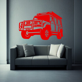 Veselá Stena Samolepka Auto Land Rover Defender Farba: červená, Veľkosť: 60 x 40 cm