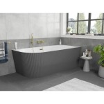 MEXEN/S - Silo voľne stojaca rohová vaňa pravá reliéf 170 x 80, biela/sivá, sifón a prepad zlatá 52891708062P-50