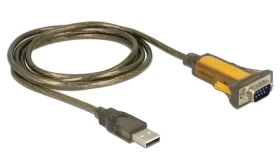DeLock USB 2.0 Typ-A na RS-232 DB9 / Adaptér / 1,5 m / rozšírený teplotný rozsah -40 až 85 °C (65840)