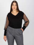 Dámská černá halenka plus size s ozdobnými rukávy 2XL