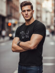 Pánske bavlnené tričko s potlačou jazvečíka čierne FashionStreet NX0221R L