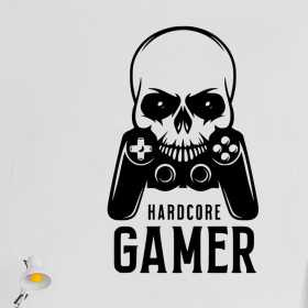 Veselá Stena Samolepka Hardcore Gamer Farba: černá, Veľkosť: 60 x 36 cm