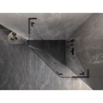 MEXEN/S - Lunar L sprchový kút päťboký krídlový pravá 80x80, transparent, grafit kartáčovaná 831L-080P-080L-66-00-P