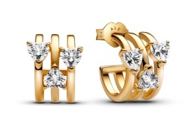 Pandora Pozlátené náušnice Tri srdcia Shine 263656C01