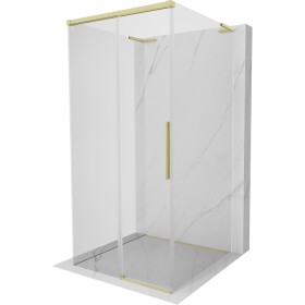MEXEN/S - Rox-3S L sprchový kút 3 stenný, posuvný 95 x 95, transparent, zlato kartáčovaná 8C2L-095-095-55-00-3S