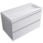 CERANO - Kúpeľňová skrinka Carole - biela matná + umývadlo z lit. mramoru Vita - biela lesklá - 100x58x46 CER-669007