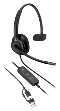 HP Poly Mission 415 čierna / Slúchadlá s mikrofónom / Káblové / Potlačenie hluku / USB-C, USB-A (C01A9A6#AC3)