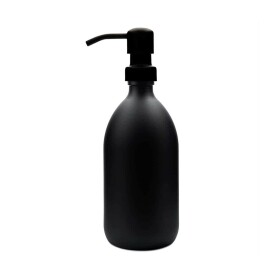 KUISHI Sklenený zásobník na mydlo s pumpičkou Matte Black 500 ml