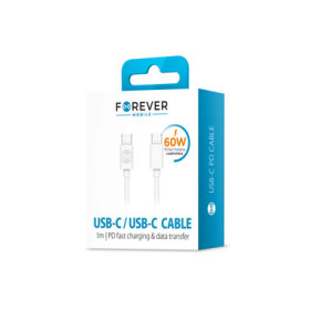 Forever Dátový kábel USB-C (M) - USB-C (M) 1m biela / 3A (DATUSBC3A1MFOWH)