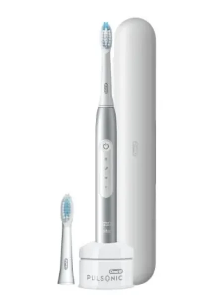 Oral-B Pulsonic Slim Luxe 4500 sivá / sonická zubná kefka / 2x hlavica / 62000 sterov / 3 programy / časovač / puzdro (4210201305675)