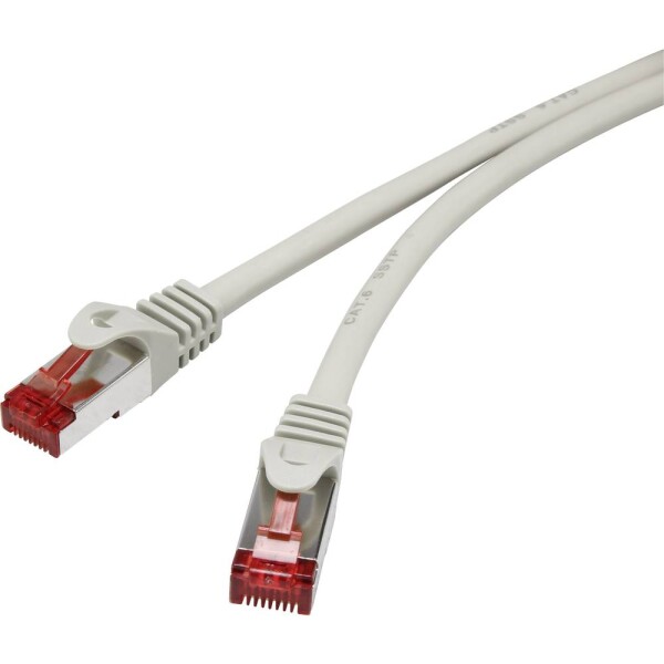 Renkforce RF-4724268 RJ45 sieťové káble, prepojovacie káble CAT 6 S/FTP 10.00 m sivá s ochranou, pozlátené kontakty, samozhášavý 1 ks; RF-4724268