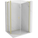 MEXEN/S - Mist Lsprchovací kút päťboký krídlový asymetrický 80x90, transparent, zlato kartáčovaná 8A8L-080-090-55-00