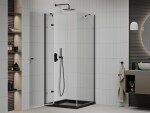 MEXEN/S - Roma sprchovací kút 80x80, transparent, čierna + čierna vanička so sifónom 854-080-080-70-00-4070B