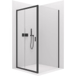 CERANO - Sprchovací kút Varone LINE Ľ/P - 6 mm - čierna matná, transparentné sklo - 140x80x195 - posuvný CER-DY505B-90113