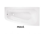 BESCO - Asymetrická vaňa LUNA - Nožičky k vani - Bez nožičiek, Rozmer vane - 150 × 80 cm, Spôsob prevedenia - Pravé VANLUN150P