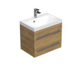 Kúpeľňová skrinka s chrómovými úchytmi a umývadlom SAT Cube Way 60x53x40 cm dub Hickory mat CUBE260ZDH CUBE260ZDH