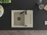 MEXEN/S MEXEN/S - Enzo granitový drez 1 s odkvapkávačom 576 x 465 mm, béžová, + čierny sifón 6506571005-69-B