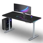 Ultradesk Quest šedá, čierna doska / Herný stôl / 140 x 70 cm / 72-120 cm / elektrická výška / LED RGB (UD-QST-FRGY/DTBB)