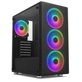 1stCool Rainbow 4 čierna / Skriňa PC / Mid Tower / ATX / zdroj 650W 88+ / 4X 120mm fan / priehľadná bočnica (ML-RAINBOW4-RGB-650)
