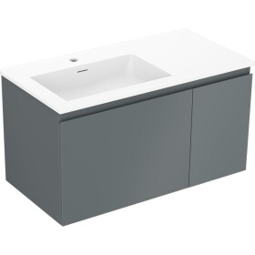 MEXEN/S - Orio kúpeľňová skrinka 90 cm s umývadlom Otis ľavá, 1S, 1D, grafit mat/biela mat 91A13-09047-3-BBFF66-W18L01
