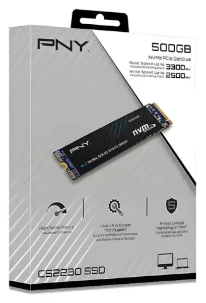 PNY CS2230 500GB / SSD / M.2 2280 / PCIe 3.0 NVMe / R:3300 MB/s / W:2500 MB/s (M280CS2230-500-RB)