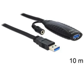 DeLock 83415 čierna / Predlžovací kábel USB / USB 3.2 Gen 1 / A samec - A samica / aktívna / 10 m (83415)