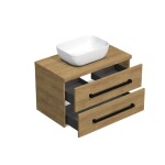 Kúpeľňová skrinka s čiernou úchytkou a krycou doskou SAT Cube Way 80x47, 5x46 cm dub Hickory mat CUBE46C803DH45 CUBE46C803DH45