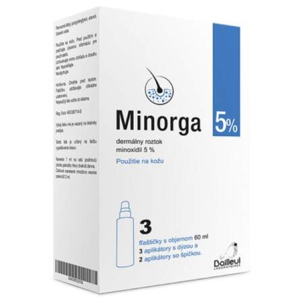 MINORGA 5 % dermálny roztok 3 x 60 ml