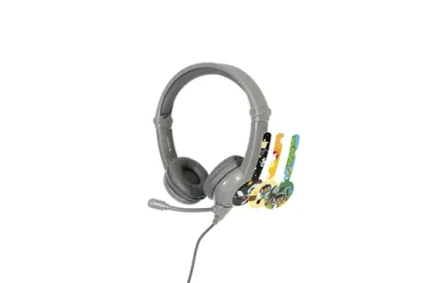 BuddyPhones GALAXY - Šedá / Detské herné slúchadlá s mikrofónom / BuddyCable / 3.5 mm jack / 0.8 m (BP-GALAXY-GREY)