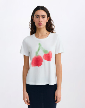 Thinking MU Blurry Cherry Ida Tee WHITE L