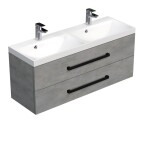 Kúpeľňová skrinka s čiernou úchytkou a umývadlom SAT Cube Way 120x53x40 cm betón mat CUBE2C120ZBE CUBE2C120ZBE