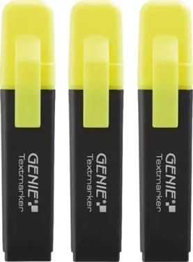 GENIE 40020 Zvýrazňovač žltý, 3 ks / Zvýrazňovač / Klinový hrot / Šírka stopy 1-5 mm (40020)