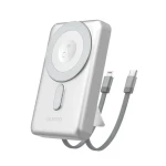 Dudao K29 10000mAh strieborná / Powerbanka / MagSafe s puzdrom, stojanom a vstavanými káblami USB-C / Lightning / 20W (188194)