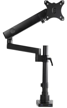 StarTech Stolové rameno pre monitor čierna / Držiak monitora / VESA 75x75-100x100 / 34" / nosnosť 8 kg / rotácia 90 ° (ARMPIVOT2USB3)
