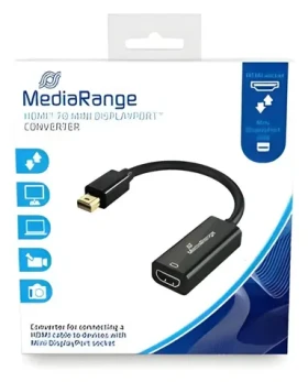 MediaRange Adaptér Mini DisplayPort na HDMI čierna / Adaptér / 15 cm / 10 Gbit / s / pozlátené kontakty (MRCS176)