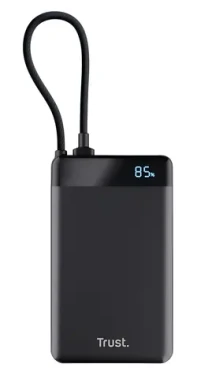 Trust Fiera 10000 čierna / Powerbanka / vstavaný kábel USB-C / 20W / LED displej (25880)