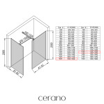 CERANO - Sprchová zástena Walk-in Onyx TL/P - 10 mm - hranatá vzpera - čierna matná, transparentné sklo - 160x130x200 CER-8050BD8805