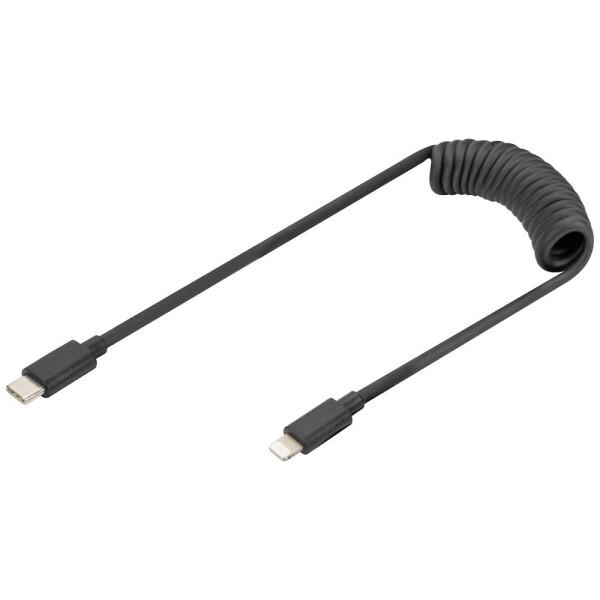 Digitus USB kábel USB 2.0 Apple Lightning konektor, USB-C ® zástrčka 1.00 m čierna flexibilný, tienený, s USB AK-600434-006-S; AK-600434-006-S