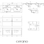 CERANO - Kúpeľňová skrinka Velora - čierna matná, úchytka zlatá + keramické umývadlo Todo - 121x55x46,5 CER-664924