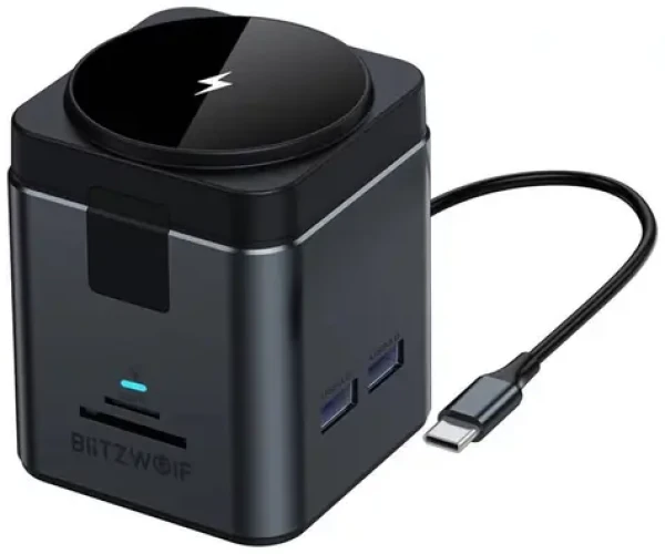 Blitzwolf BW-TH17 9v1 Dokovacia stanica čierna / 3xUSB-A / 2xUSB-C / bezdrôtové nabíjanie / 1x HDMI / 1x RJ45 / SD + TF (BW-TH17)