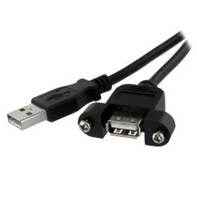 StarTech USB-A - USB-A kábel s montážou na panel čierna / Kábel / USB 2.0 / 0,3 m (USBPNLAFAM1)