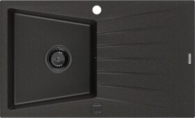 MEXEN/S MEXEN/S - Cesar granitový drez 1 s odkvapkávačom 775 x 470 mm, čierna/zlatý metalik, + čierny sifón 6514771010-75-B