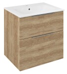 SAPHO - CIRASA kúpeľňová skrinka 60 cm CIRASA s umývadlom a LED zrkadlom, 2 zásuvky, dub Alabama KSET-093