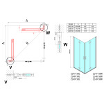 POLYSAN - ZOOM BLACK sprchové dvere skladacie 800 pravé, číre sklo ZL4815BR