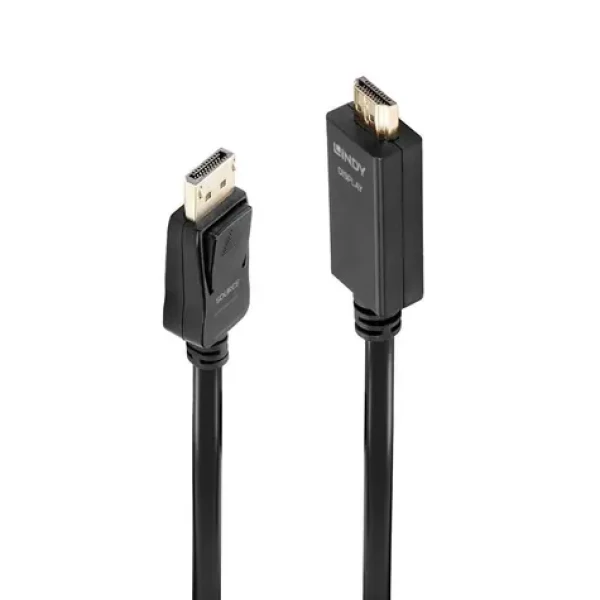Lindy DisplayPort na HDMI pasívna čierna / Prepojovací kábel / 5 m / 4K 30Hz (36924)