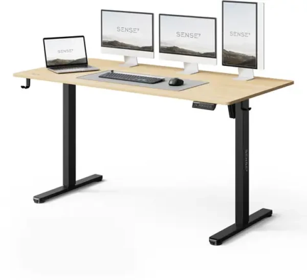 SENSE7 NOJO LIGHT Pracovný stôl čierna-borovica / elektricky nastaviteľná výška / 140 x 70cm / nosnosť 70kg (5902659847980)