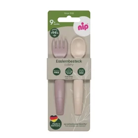 NIP NATURE line príbor 2ks, od 9m +, pink (NIP38851-51)