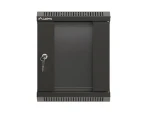 Lanberg WF11 čierna / Nástenný rack / 10" / 6U / 300×300 mm / sklenené dvere / flat pack (WF11-3306-10B)